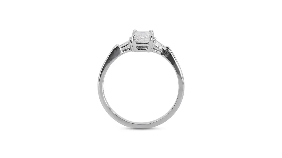 Thumbnail: Emerald with Side Stones Traps White Gold Ring
