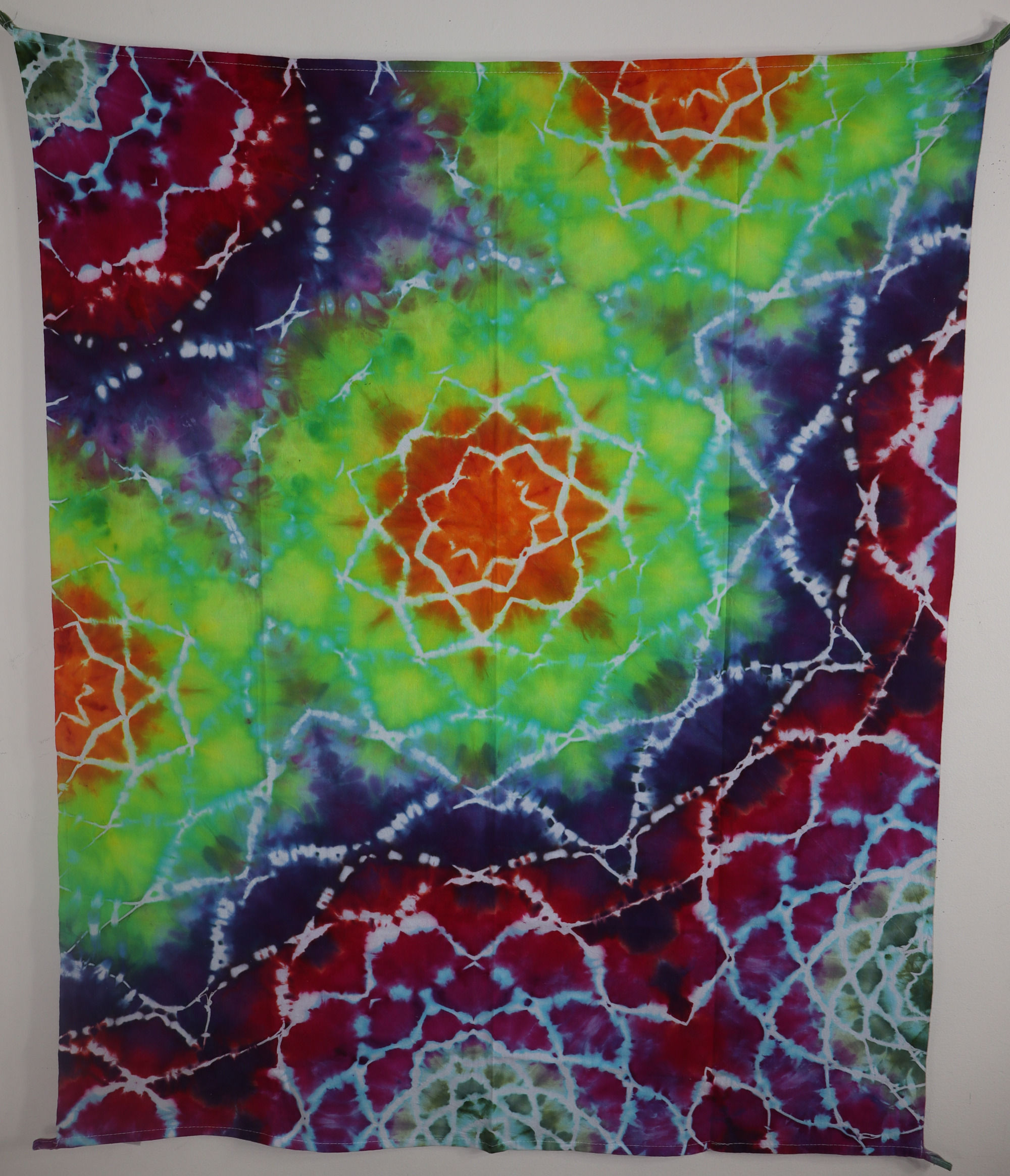 Ice Dyed Kaleidoscope Mandala Tapestry