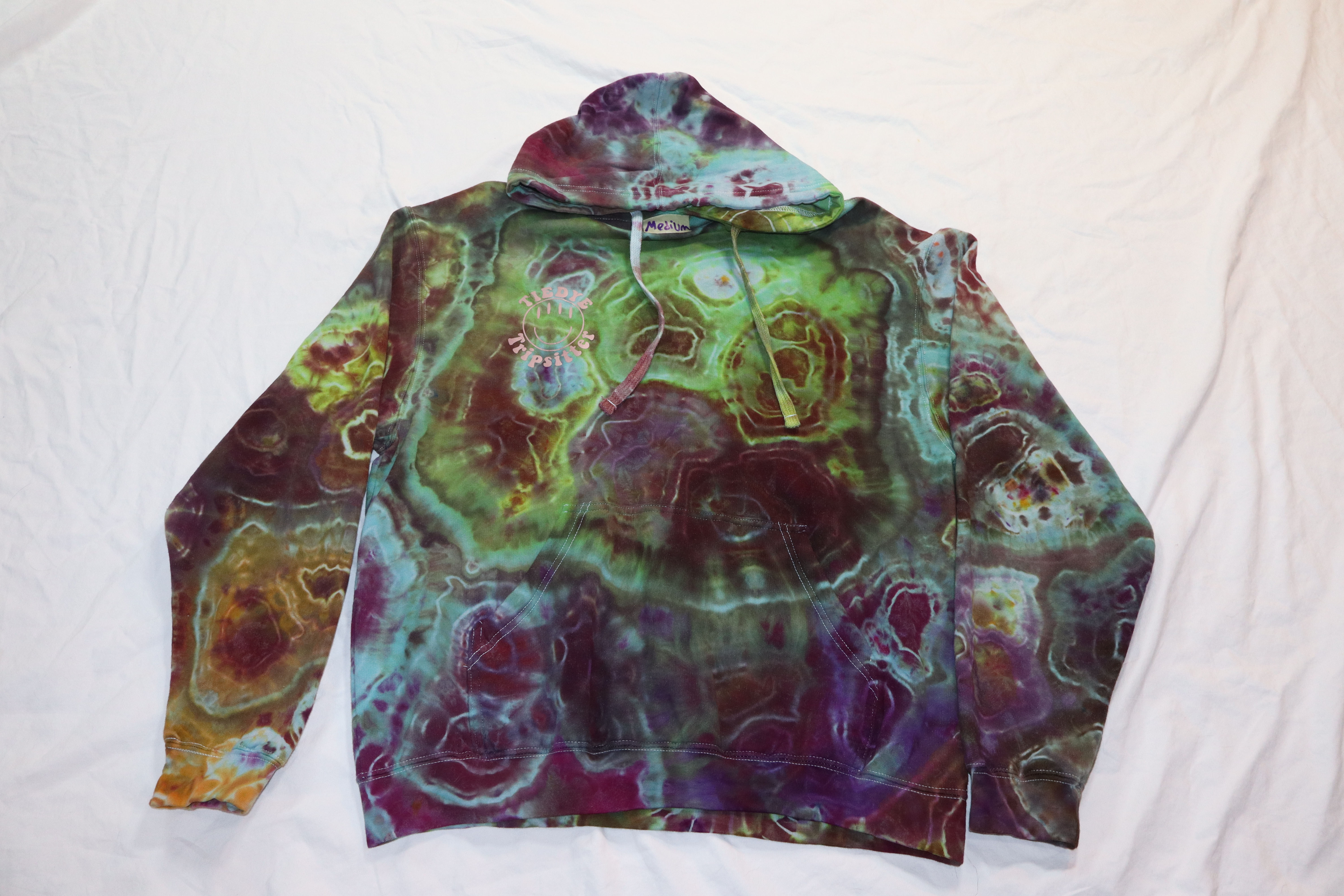 Medium Ice Dyed Chaos Geode Tiedye Pullover Hoodie