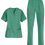 Thumbnail: Medical Scrubs Set-Short Sleeve V-Neck Top Patch Pockets and Drawstring Pants
