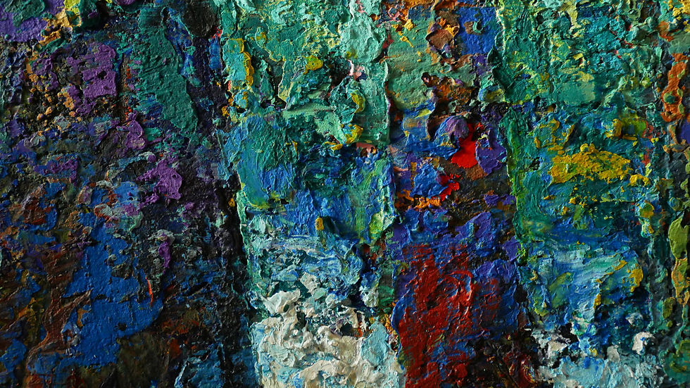 Landscape painting of a forest, heavy impasto and texture