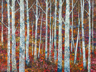 Peter Corr Forest Painting with Birch Trees