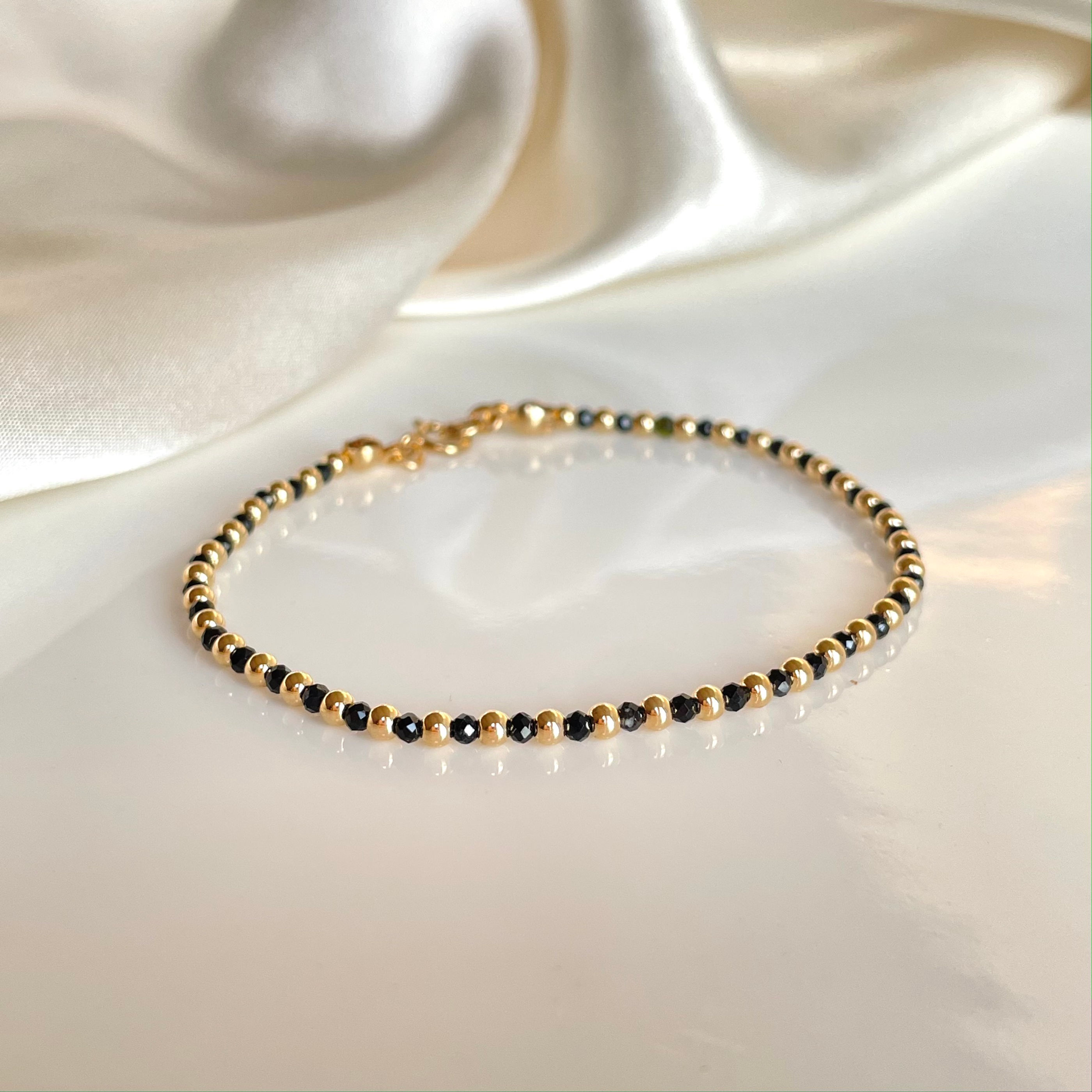 Pulsera Gold Filled Turmalina Negra