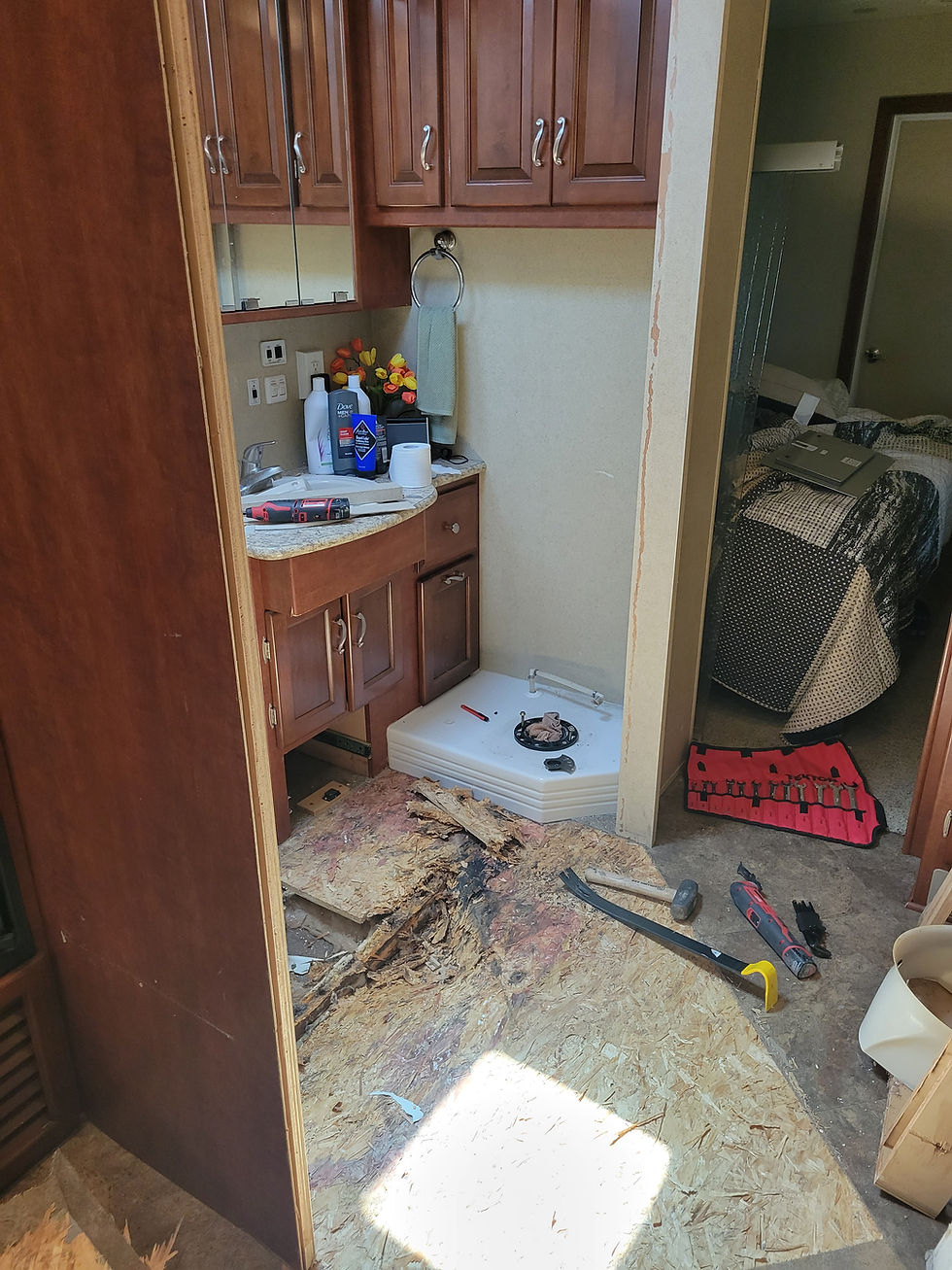 water damage in bathroom