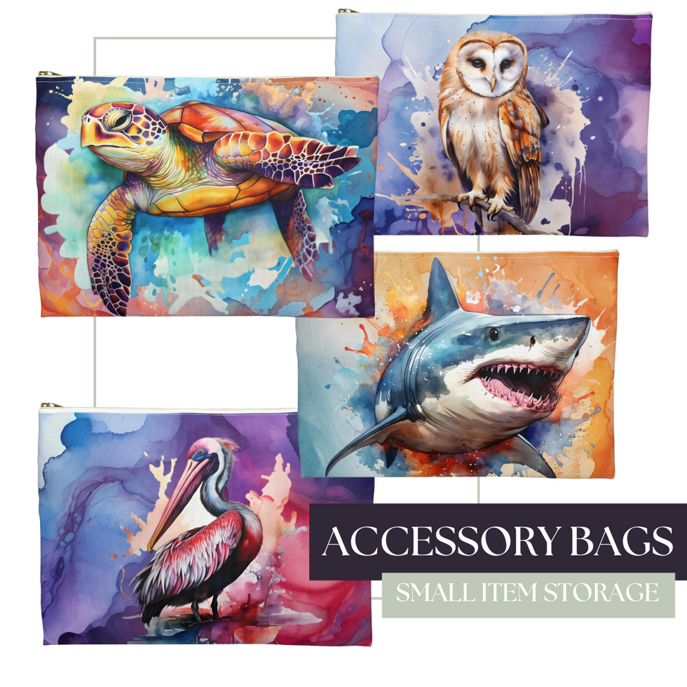 wildlife and watercolor small bag product listing