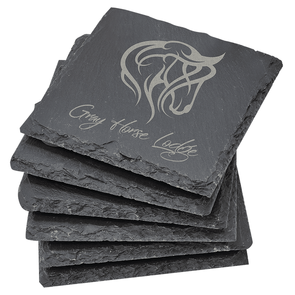 Thumbnail: 4" x 4" Square Slate Coaster Set-6 Piece