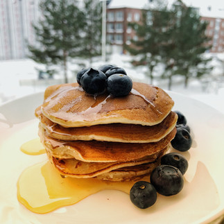Vegan Fluffy pancake with blueberry