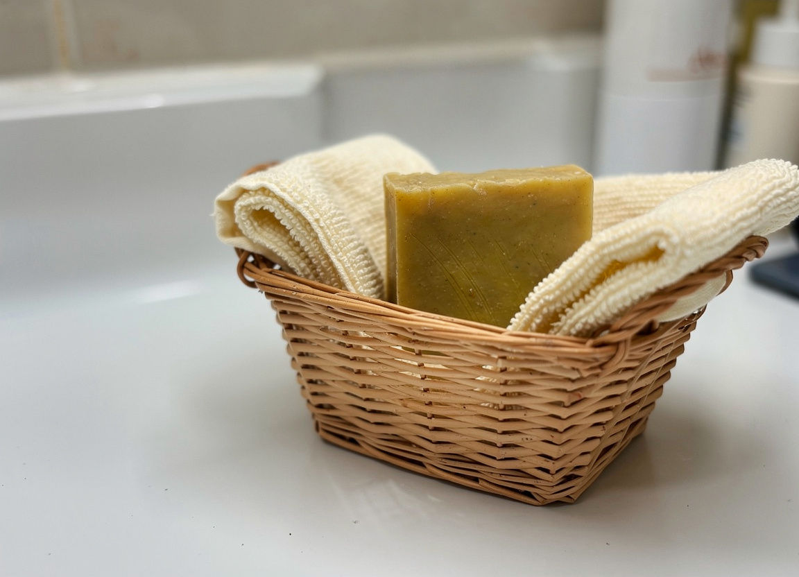 Serene Fields - Lavender & Aloe handcrafted soap bar in a basket