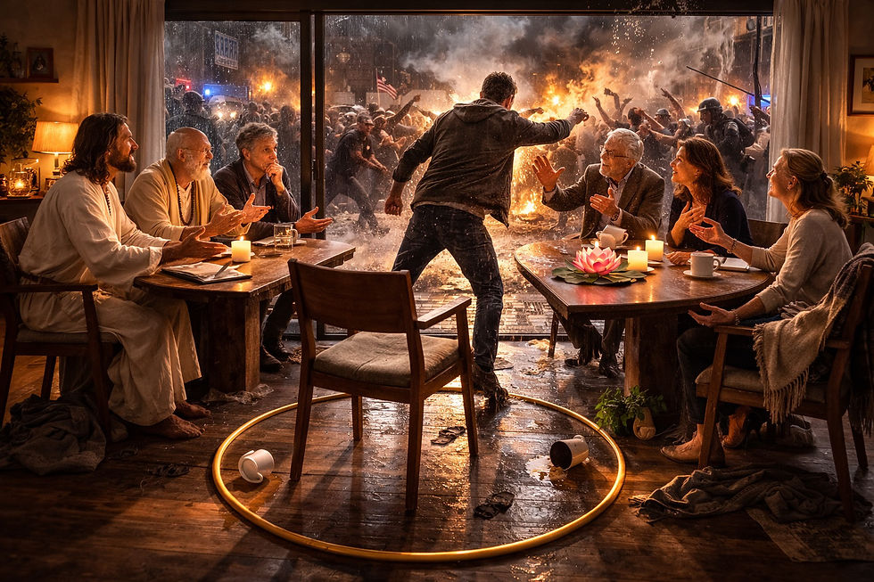 'The Starting Point' - The ego: Michael Singer calls this “God consciousness being distracted.” This image depicts ‘Ego overreach’ — the outside conflict is entered, geometry is distorted, agency is confused with urgency. This is your ‘self-concept.’