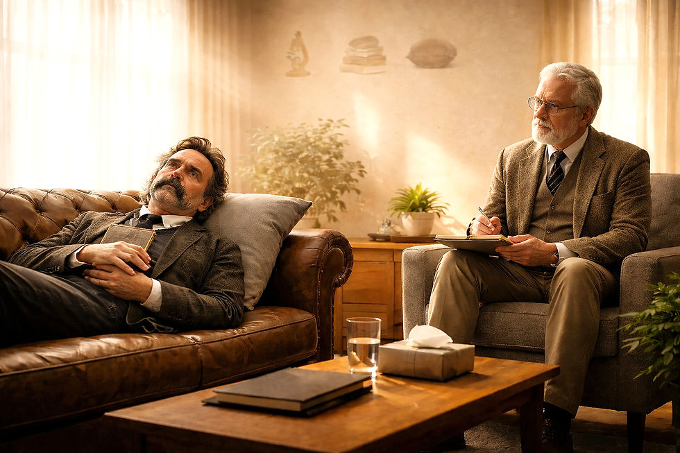 If Nietzsche were on Jung’s couch, A philosopher, a ‘prophet of the psyche’, like Jung, but failing to see outside of his ‘box.’ The embodiment of ego. Here, as a metaphor for ‘disciplines.’