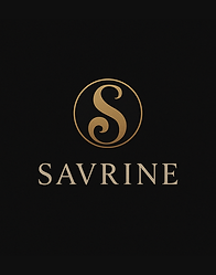 Savrine – Logo of Savrine, a gold “S” shaped emblem with elegant curves, set against a black background, representing refined dining and artistry.