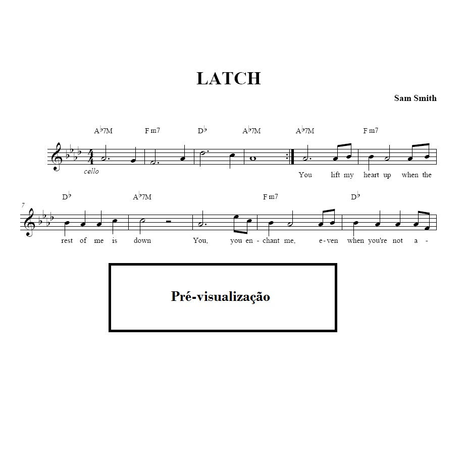 partitura para teclado da musica latch - sam smith - sheet music