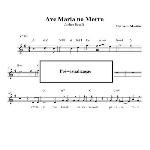 AVE MARIA NO MORRO Andrea Bocelli (PARTITURA) Partituras Agora