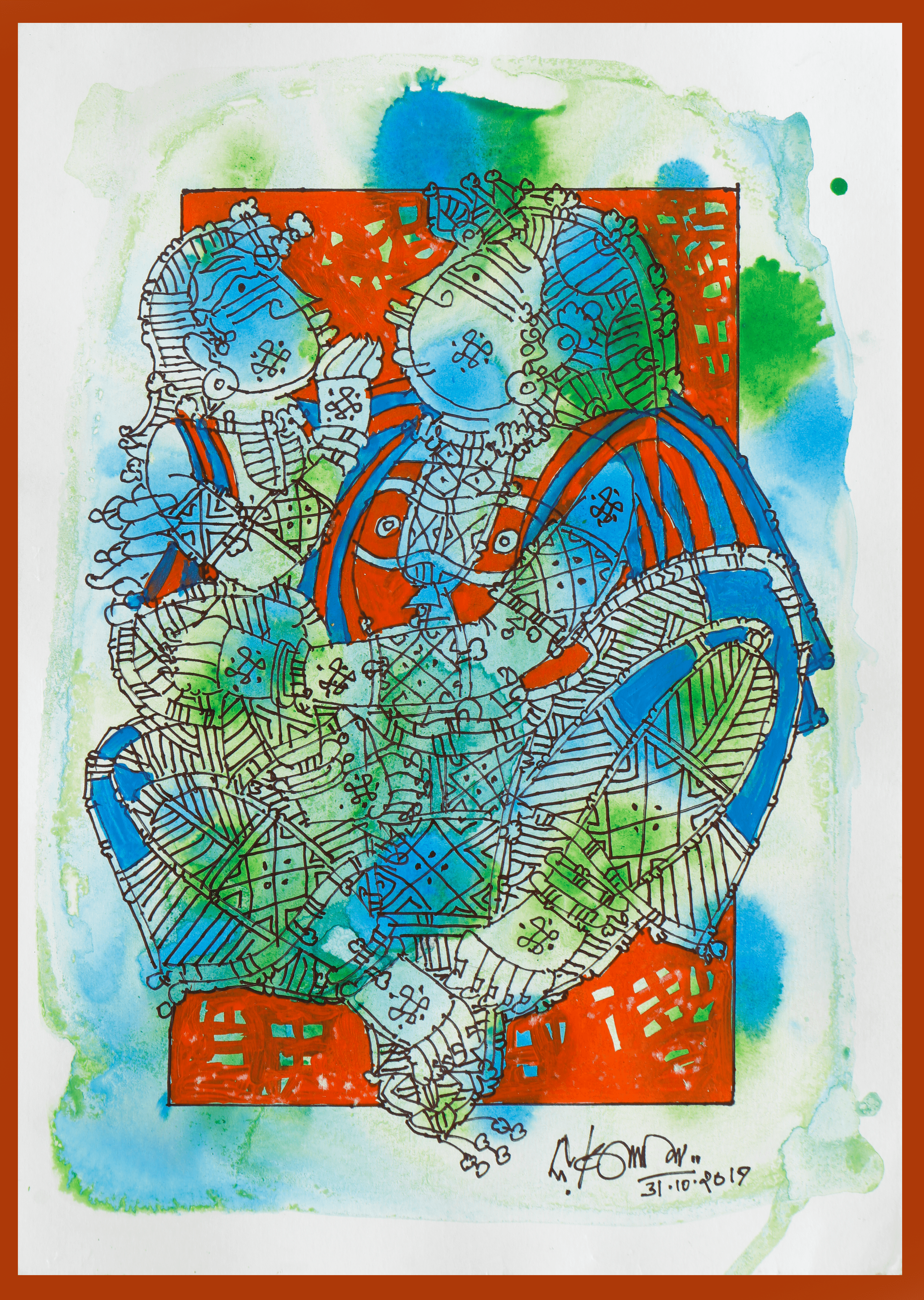 Two womens singing   by Artist G.Raman