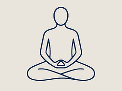 Minimalist illustration of a person sitting in a guided breathing meditation posture to calm the mind and return to presence
