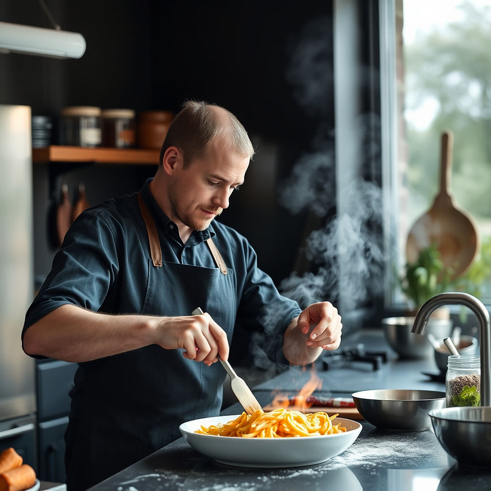 chef die pasta maakt