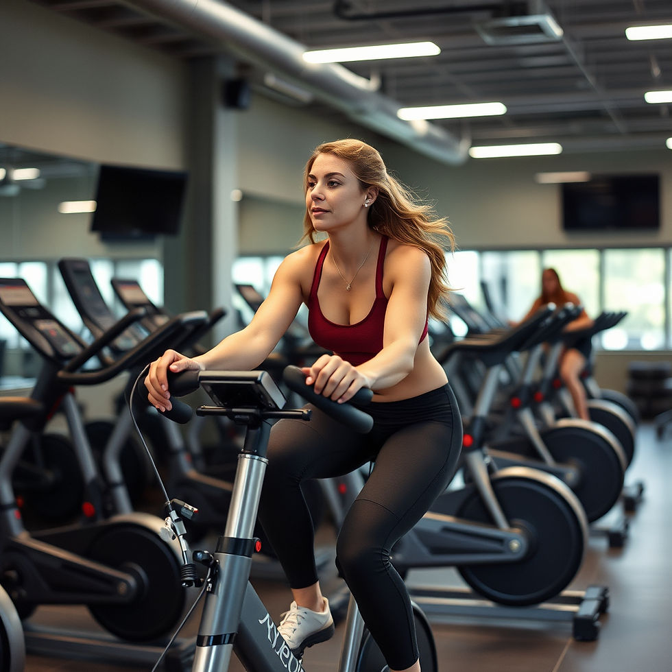 vrouw op fiets in gym