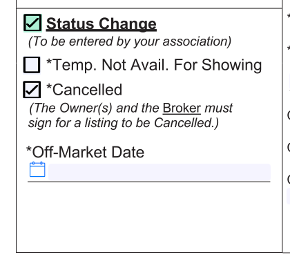 A cancellation change form