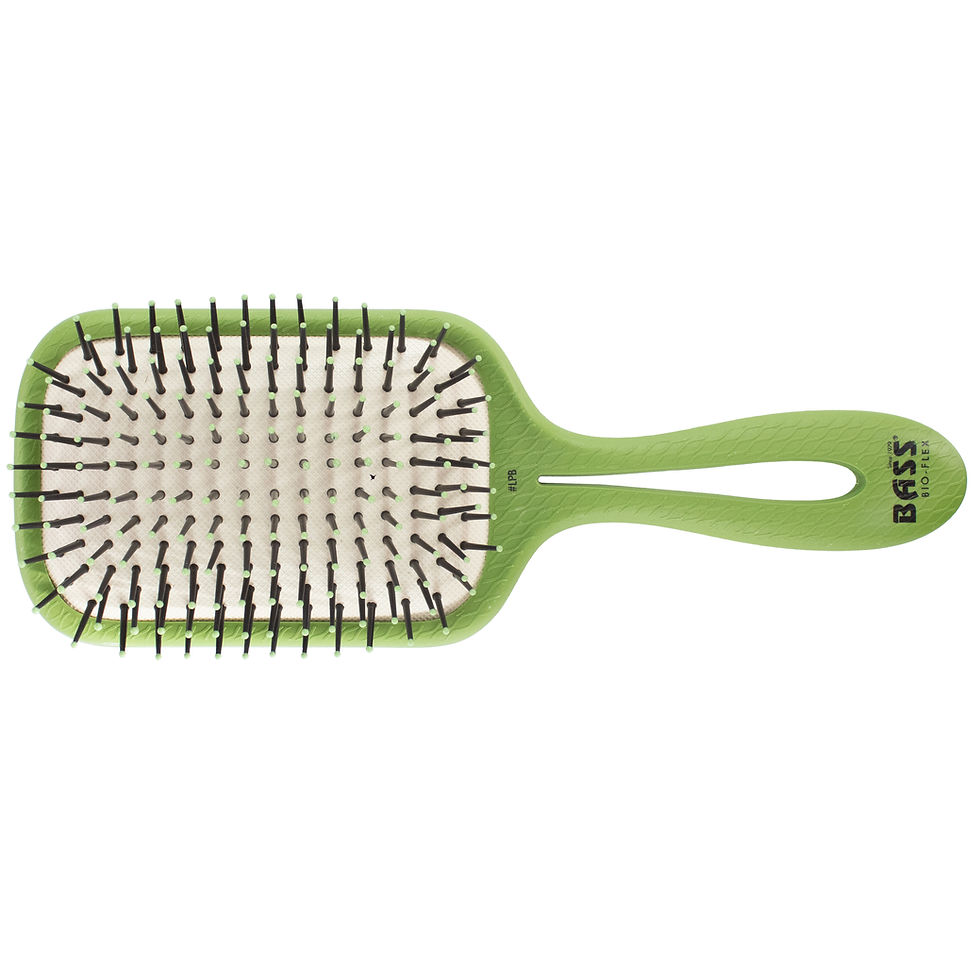 Bass Brushes BIO-FLEX Styler Style & Detangle Hairbrush Nylon Pin Pure Plant Fiber Handle Medium Paddle Green