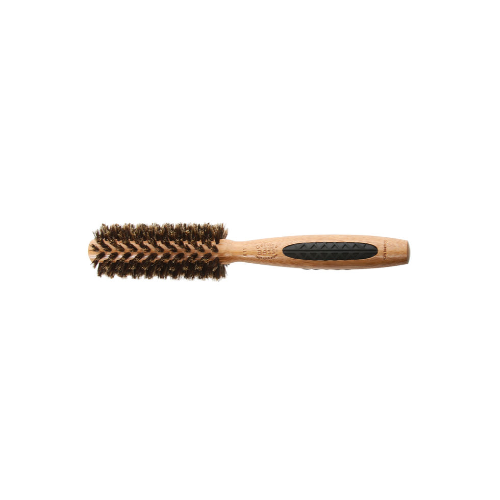 Bass Brushes Straighten & Curl Round Hairbrush Boar Bristles Natural Bamboo Handle Small Barrel