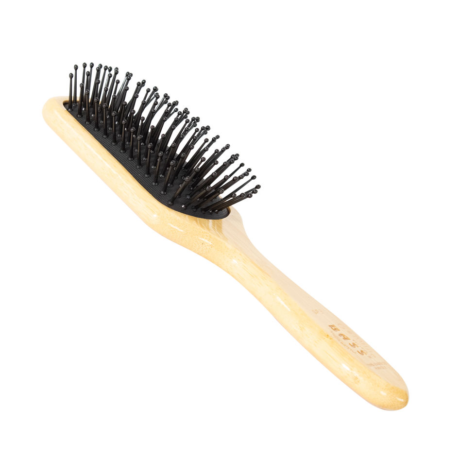 Bass Brushes Style & Detangle Hairbrush Nylon Pin Pure Natural Bamboo Handle Small Paddle