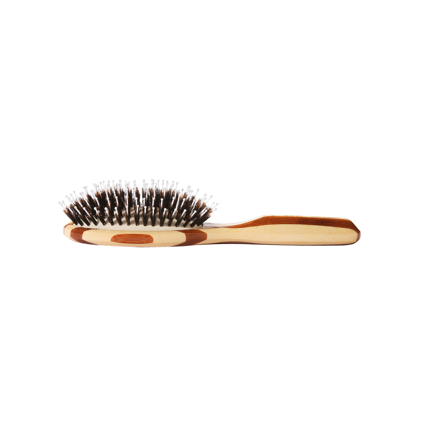 Bass Brushes Shine & Condition Hairbrush Natural Boar Bristles Nylon Pin Pure Natural Bamboo Handle Small Oval Striped