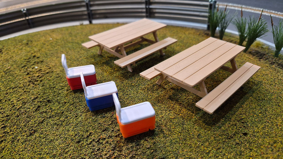Thumbnail: 1/32 Scale Picnic Tables and Cooler Set