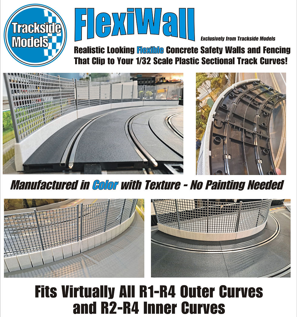 Thumbnail: 1/32 Scale Curved Track Walls & Fencing for Plastic Track - Set of 4