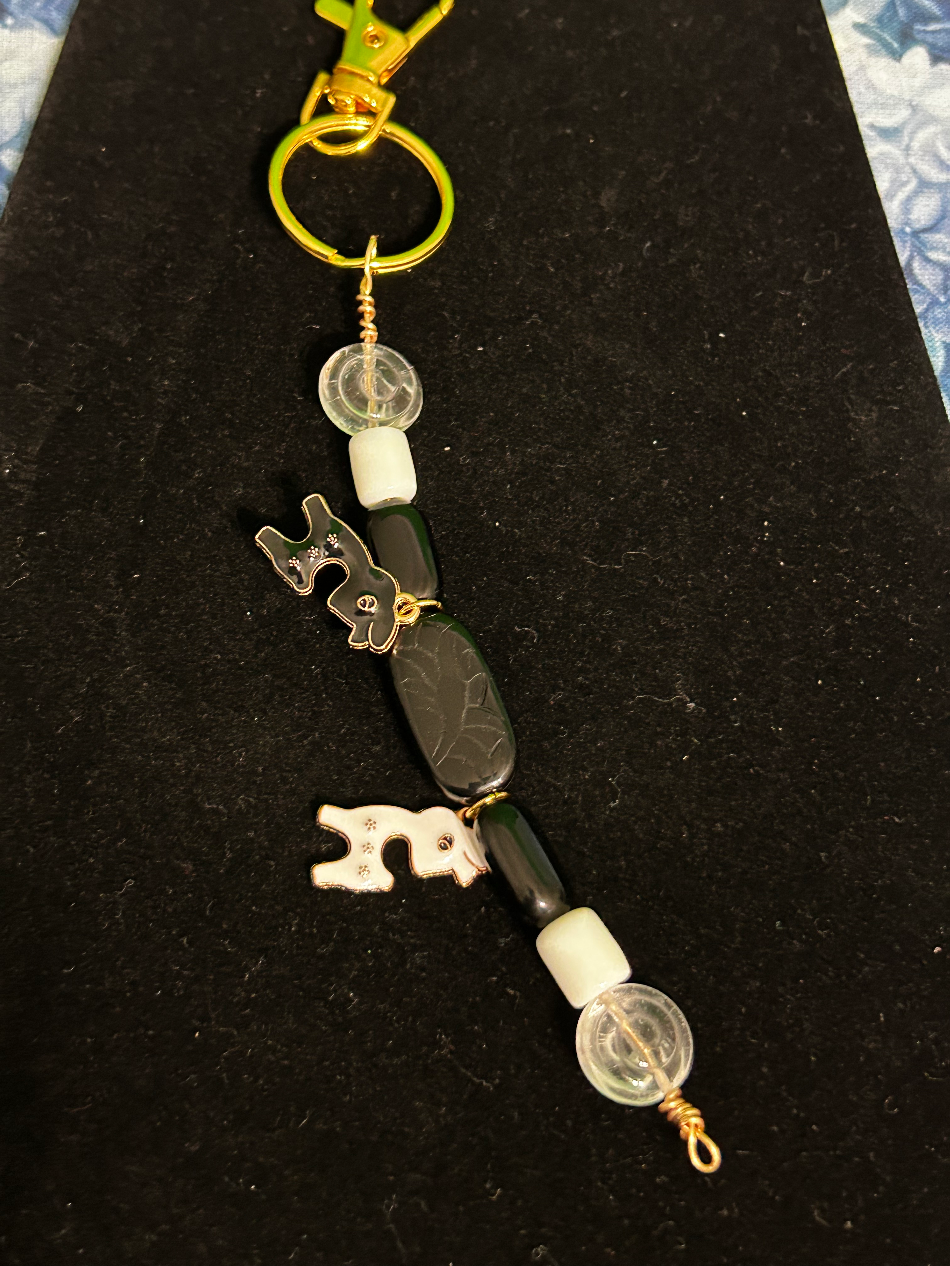 Black and White Alpaca Key Chain