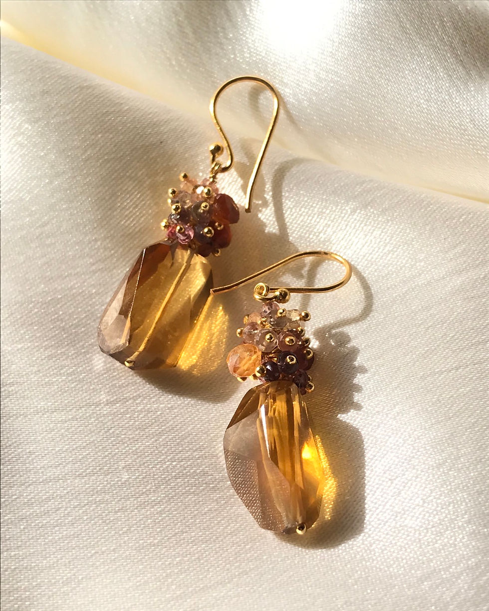 Champagne Quartz Cluster Earrings