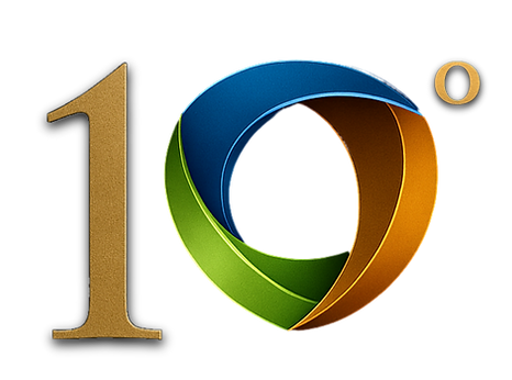 Logotipo conmemorativo del 10º aniversario de ATLB Group, comunidad empresarial exclusiva en México.