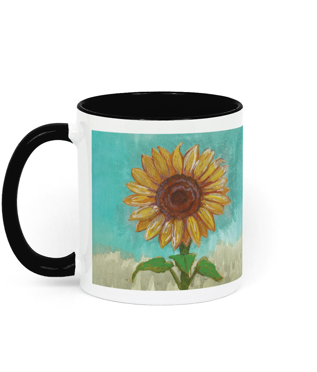Sunflower Cup: A vibrant yellow sunflower cup with intricate details on its petals and a dark brown center.