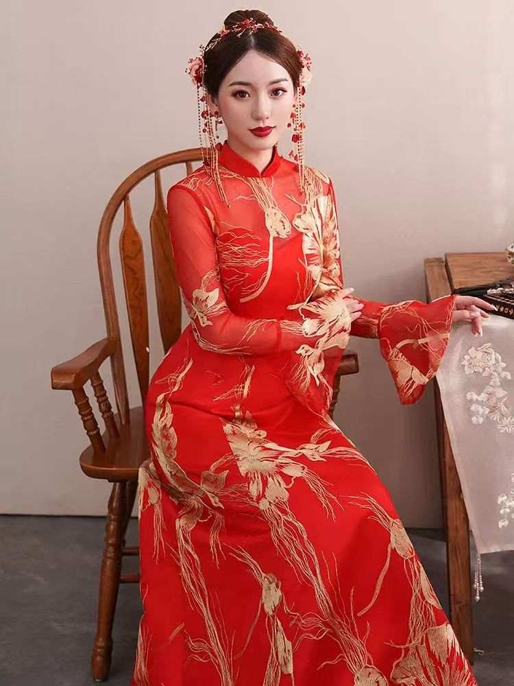 Thumbnail: 88057 Chinese Banquet Dress for Bride: Modern Qipao & Xiuhe Fu Wedding Gown Set