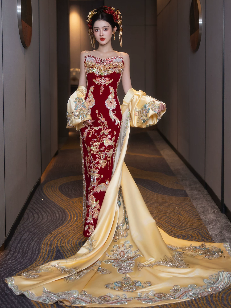 Thumbnail: 66058 Indonesian-Chinese Style 'Xiuhe' Wedding Dress with Train, Arrival