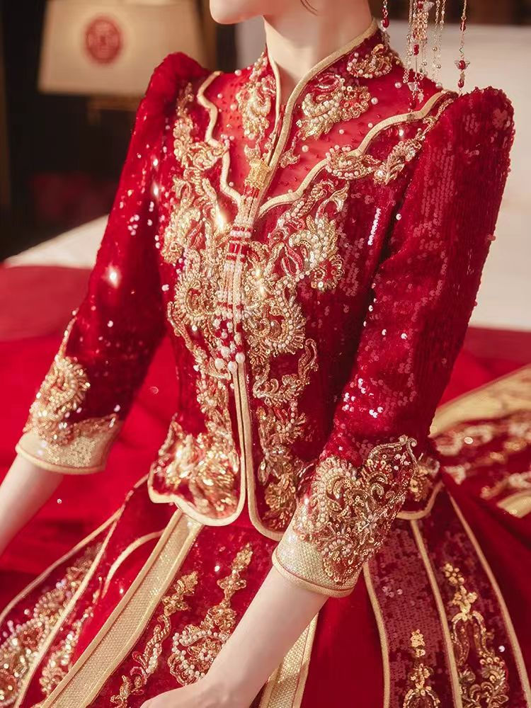 77034 Style Xiuhe Wedding Dress for Brides, Chinese Traditional Bridal Gown, Ele