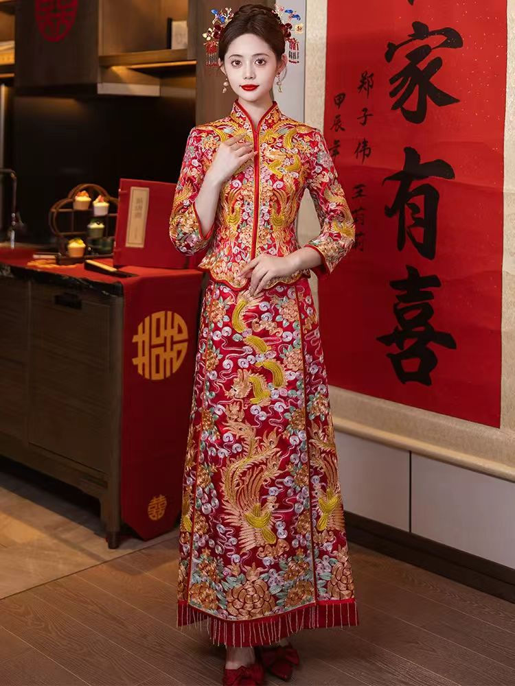 Thumbnail: 55011 Summer Couture Xiuhe Collection | Bespoke Dragon & Phoenix Bridal Regalia