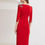Thumbnail: 11428 Creative Fox Red Dress with Applique Embroidery, High-End Banquet Hostess