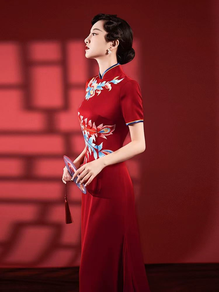 Thumbnail: 88029 Qipao Cheongsam Reception Dress for Bride | Heavy Embroidery Retro Chinese