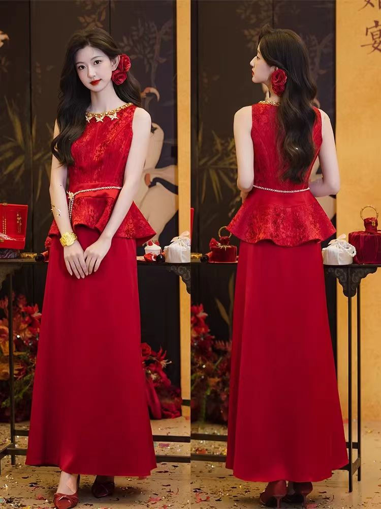 Thumbnail: 66004 Chinese-style Wedding Dress, Engagement Gown, Banquet & Return-to-Home Red