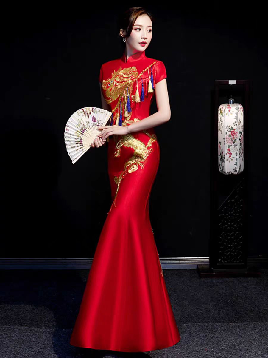 Thumbnail: 11405 Ziyuanxuan Chinese-Style Long Mermaid Evening Gown – High-End Banquet Dre