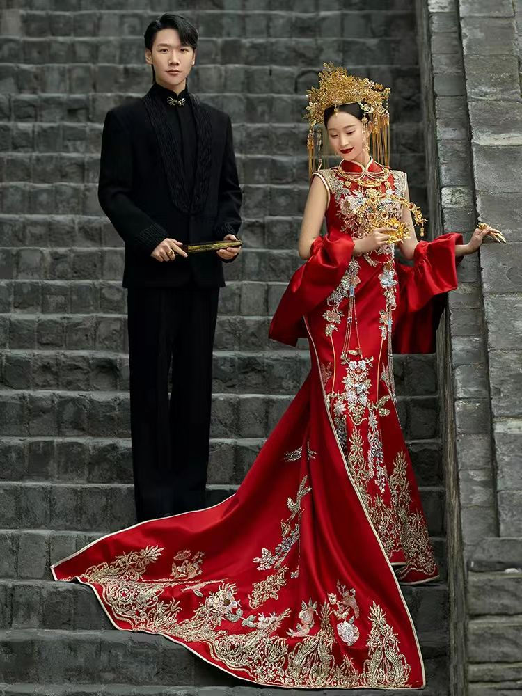 Thumbnail: 55030 Heavy Embroidery Xiuhe Suit  Arrival: Chinese Wedding Dress & Banq