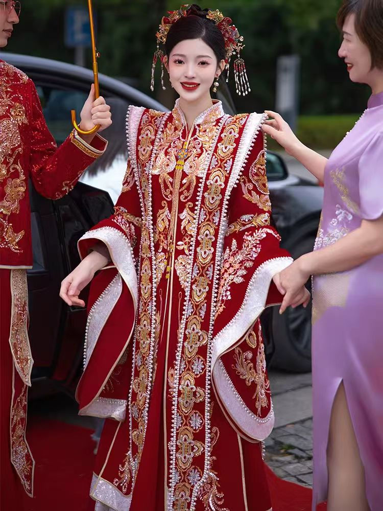 55026 Heavy Embroidered Gorgeous Xiuhe Suit Bride Summer New Style Wedding Chin