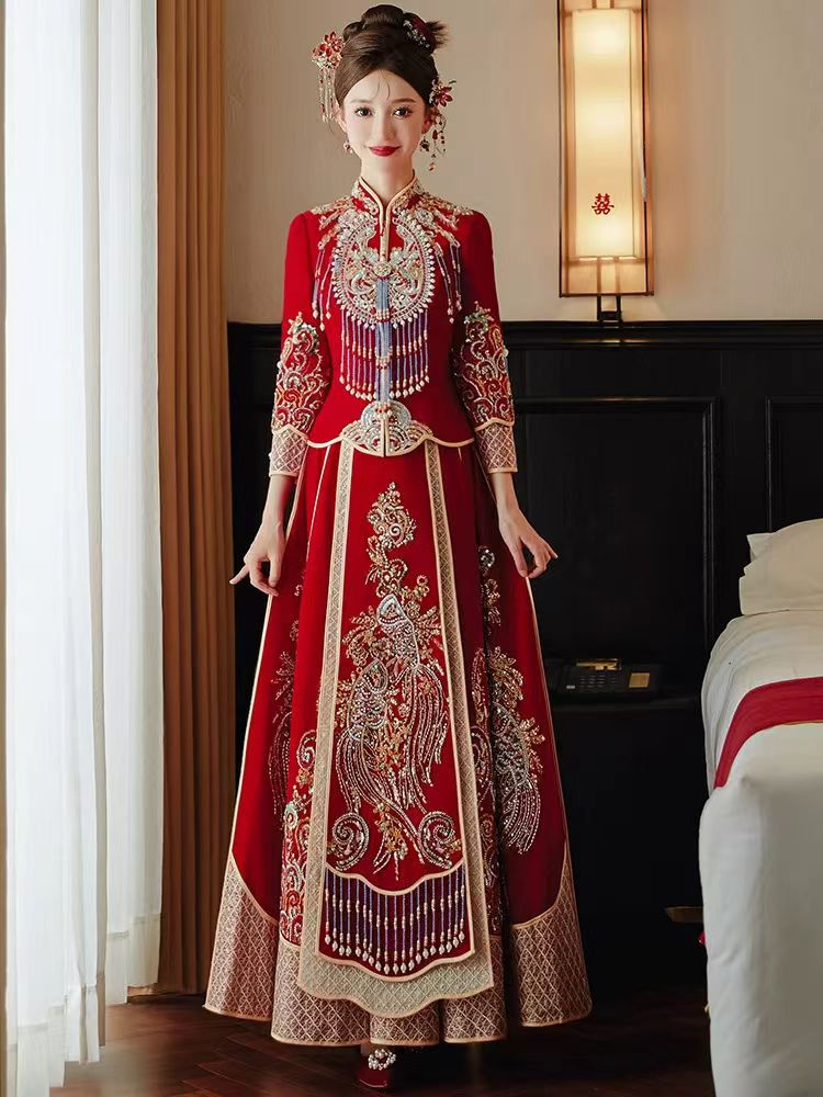 Thumbnail: 55029 High-end Velvet Xiuhe Suit Bridal  Chinese-style Wedding Dress, Dr