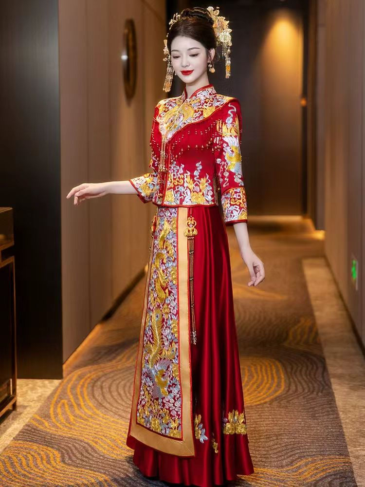 Thumbnail: 55004 Dragon and Phoenix Kwa: Chinese Wedding Dress for Brides, Maternity Banque