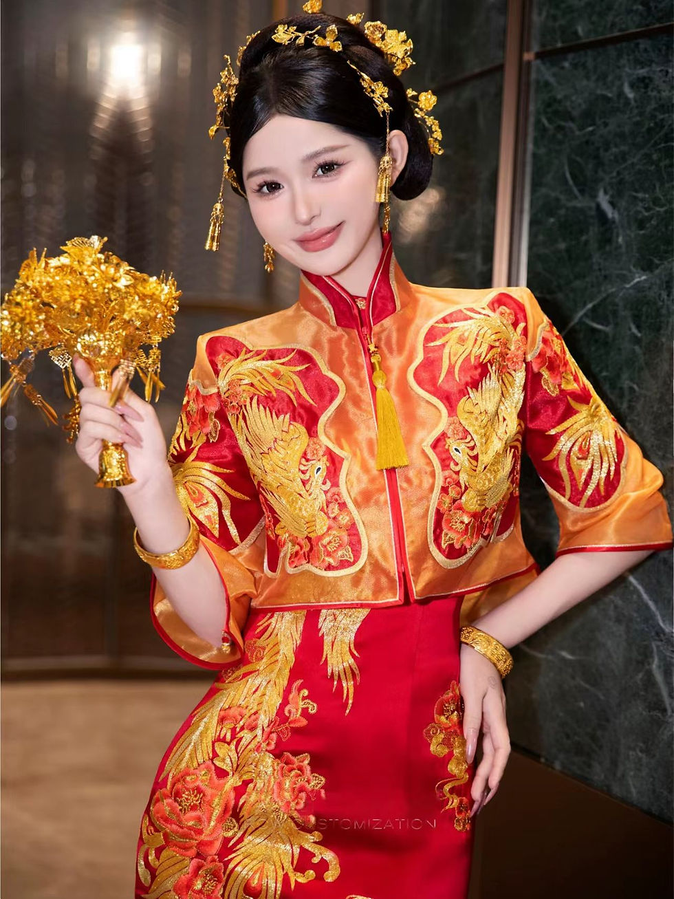 55001 New Chinese-style Xiuhe Dress Collection | Celebrity-Inspired Bridal Banq