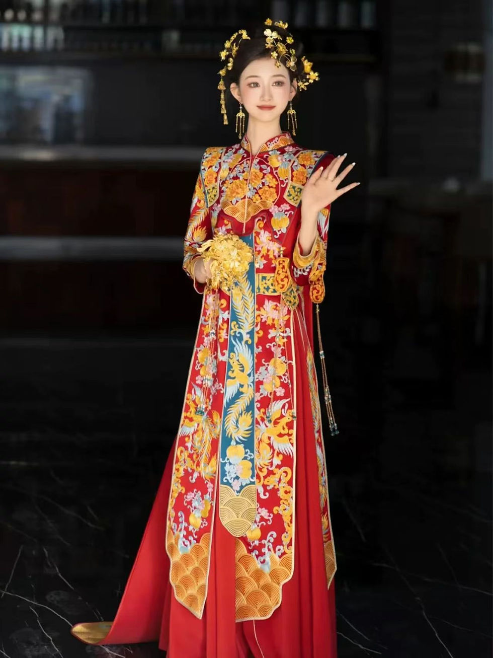 Thumbnail: 55003 Tail-Trailing Xiuhe Suit, High-End Elaborate Workmanship, Bridal Wedding,