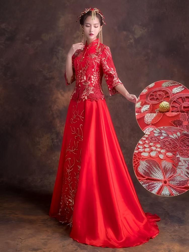 Thumbnail: 88028 Xiuhe Bride Dress  Style | Slim-Fit Chinese Wedding Banquet Gown | Dragon