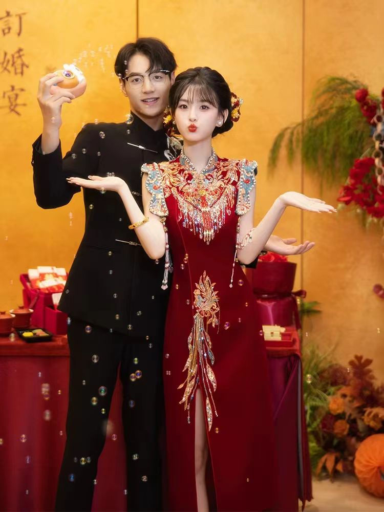 Thumbnail: 66006 Autumn New Style Petite Qipao for Engagement: Neo-Chinese Wedding Dress, B
