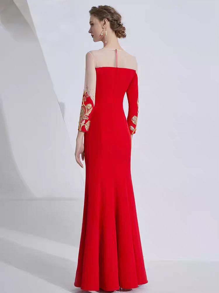 Thumbnail: 11421  Creative Fox 2022 Red Evening Gown – Elegant Long Dress for Banquet, Host