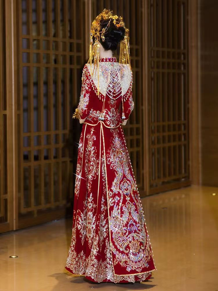Thumbnail: 66002 Exquisitely Crafted Xiuhe Wedding Dress, Bride's Chinese Traditional Weddi